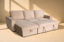 Light Brown L-Shaped Sofa Bed