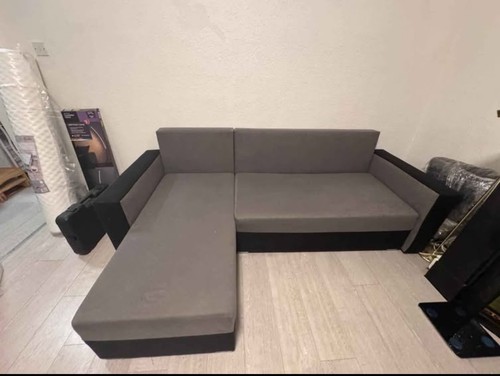 Grey shaped sofa - sofa, bed