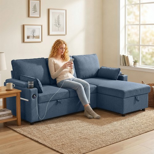 Homcom corner sofa bed l - bed,,