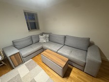 L Shaped Grey Bed Sofa with